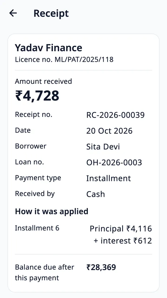 Payment receipt